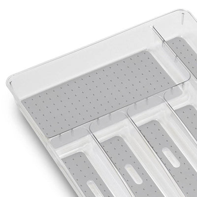 MadeSmart Clear Large Kitchen Silverware Tray Drawer Organizer, White (2 Pack) - VMInnovations