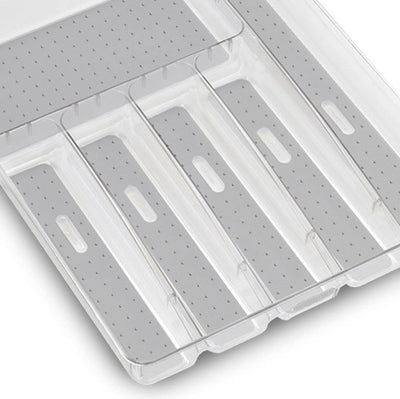 MadeSmart Clear Large Kitchen Silverware Tray Drawer Organizer, White (2 Pack) - VMInnovations