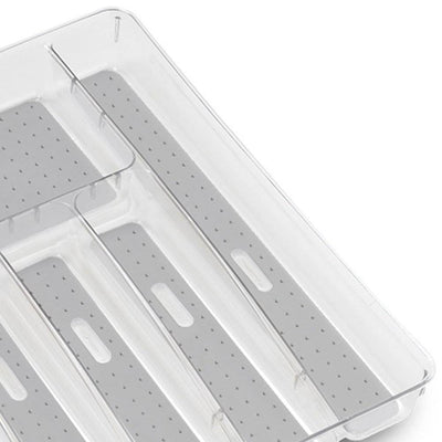 MadeSmart Clear Large Kitchen Silverware Tray Drawer Organizer, White (2 Pack) - VMInnovations
