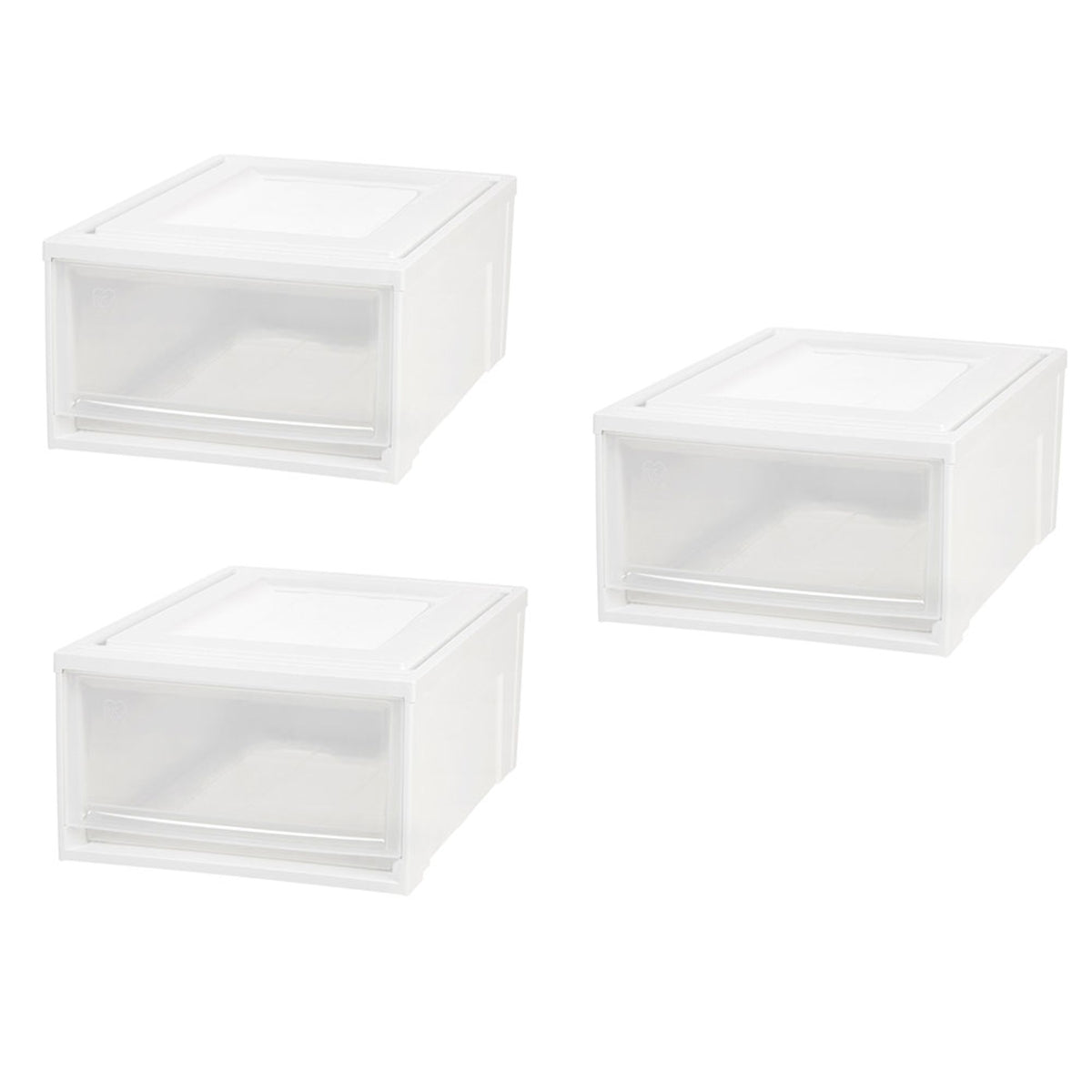 IRIS Medium 31 Qt Pull Out Clear Front Plastic Drawer, White (3 Pack) (Open Box)