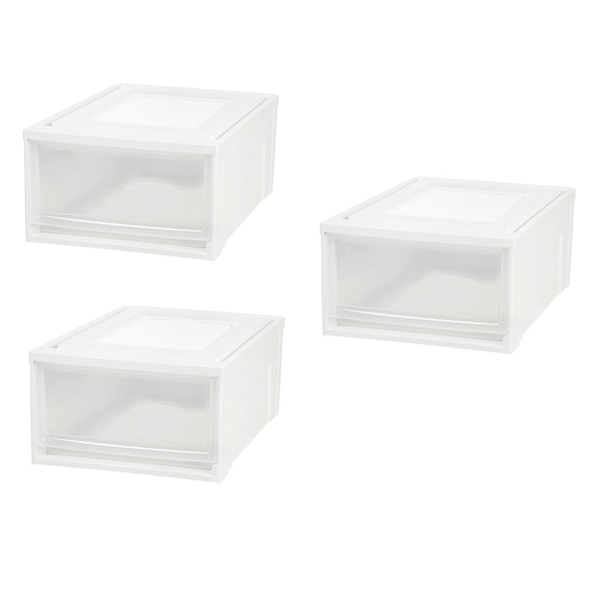 IRIS 30 Quart Stackable Plastic Storage Chest Drawer Bin, White (3 Pack) (Used)