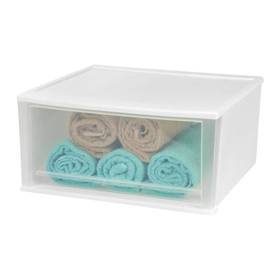 IRIS Large 51 Quart Stackable Pull Out Clear Front Plastic Drawer (Open Box)