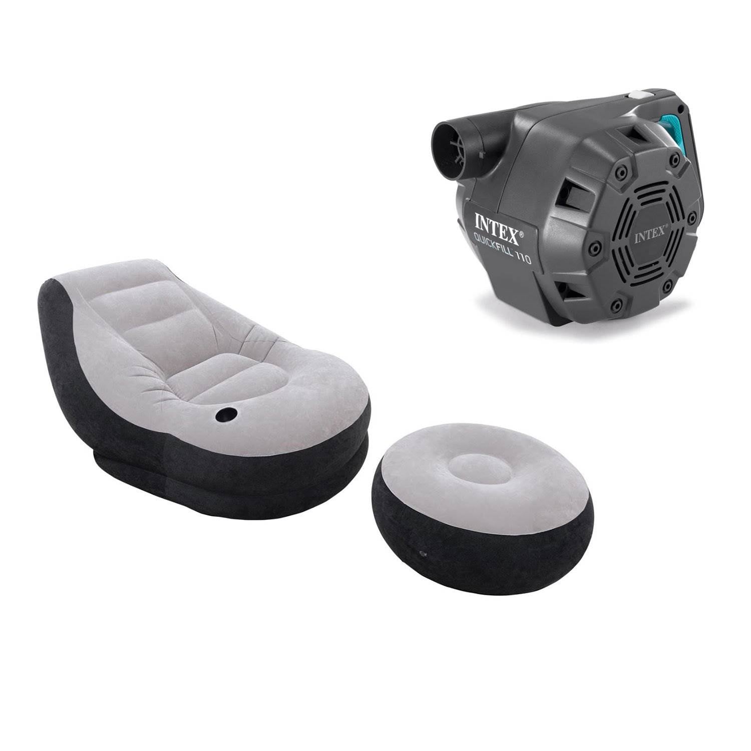 Intex Inflatable Ultra Lounge Chair And Ottoman Set & Intex 120-Volt Air Pump - VMInnovations