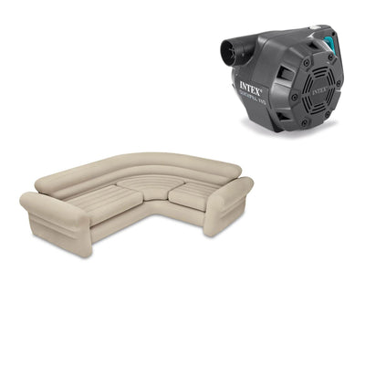 Intex Inflatable Corner Sectional Sofa & Intex 120-Volt Corded Electric Air Pump