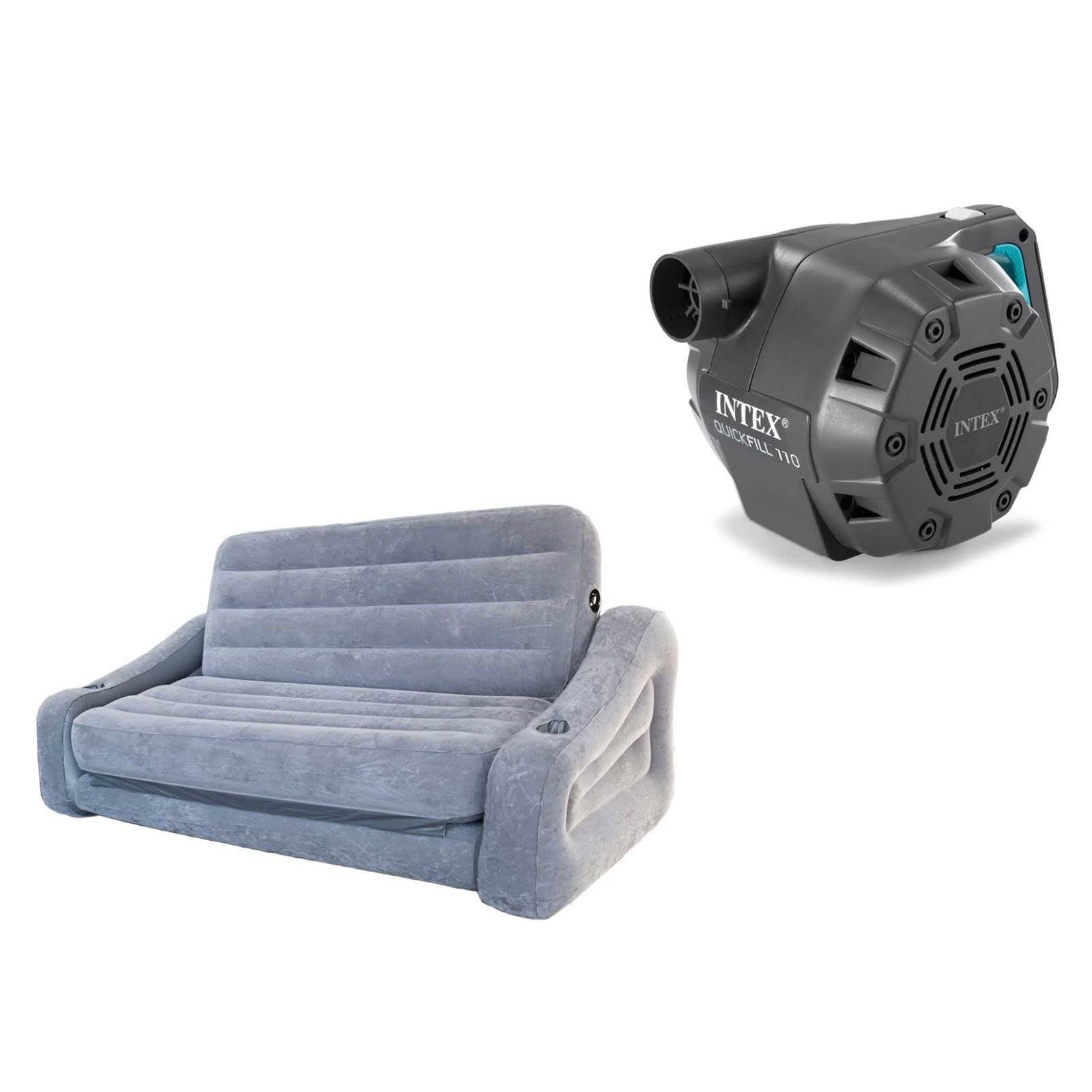 Intex Queen Inflatable Pull-Out Sofa Air Mattress & Intex 120V Electric Air Pump