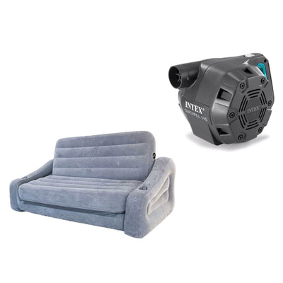 Intex Queen Inflatable Pull-Out Sofa Air Mattress & Intex 120V Electric Air Pump