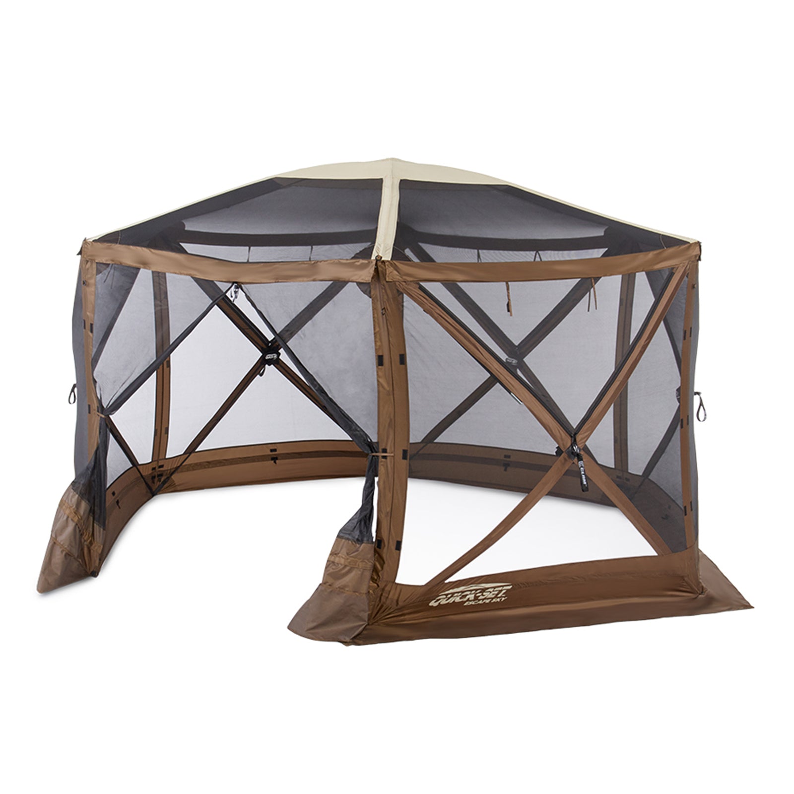 Clam Quick-Set Escape Sky Portable Outdoor Gazebo Canopy, Brown (Open Box) - VMInnovations