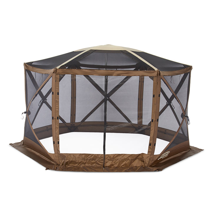 Clam Quick Set Escape Sky Screen Portable Camping Outdoor Gazebo Shelter, Brown