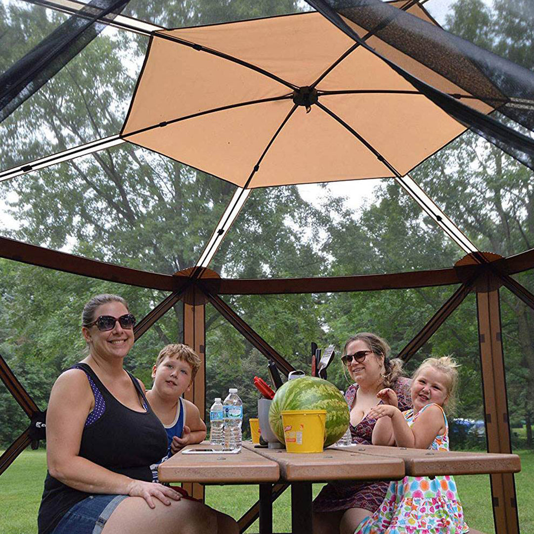 Clam Quick Set Escape Sky Screen Portable Camping Gazebo Shelter, Brown (Used)