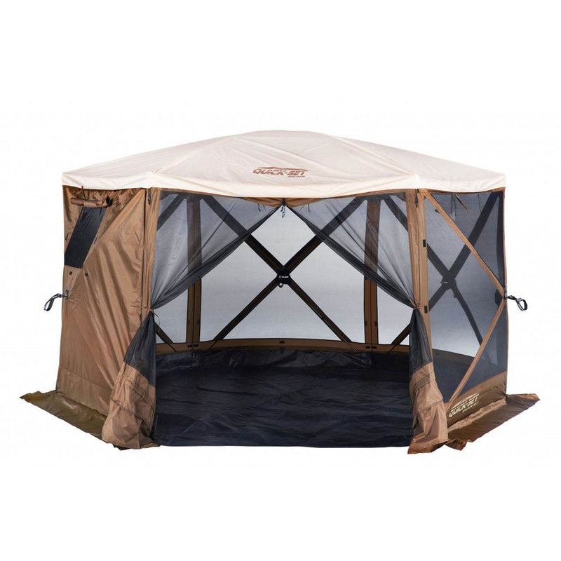 Clam Quick Set Escape Sky Camper Gazebo Canopy Shelter w/ Floor, Brown (Used)
