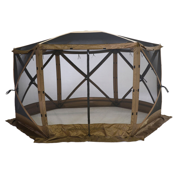 Clam Quick Set Escape Sky Camper Gazebo Canopy Shelter w/ Floor, Brown (Used)