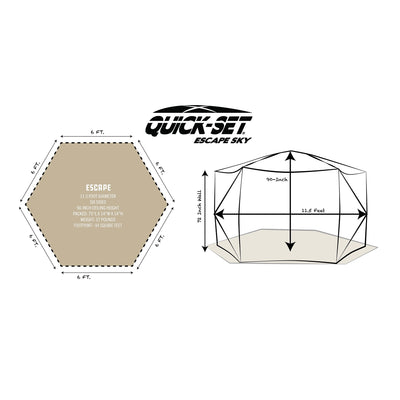 CLAM Quick-Set Escape Sky Camper 11.5 Ft Portable Outdoor Canopy Shelter, Brown - VMInnovations