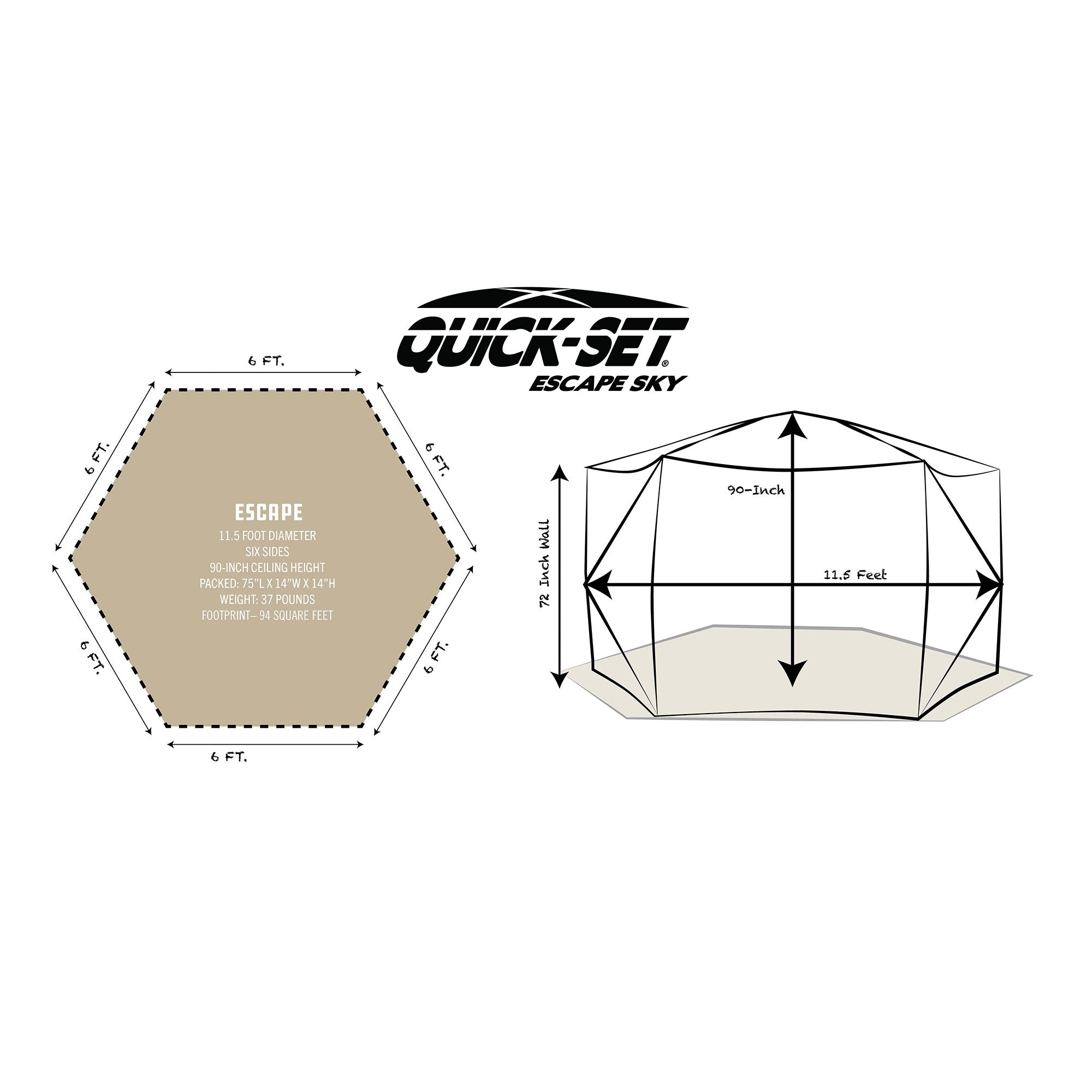 Clam Quick Set Escape Sky Camper Portable Gazebo Canopy Shelter (Open Box)