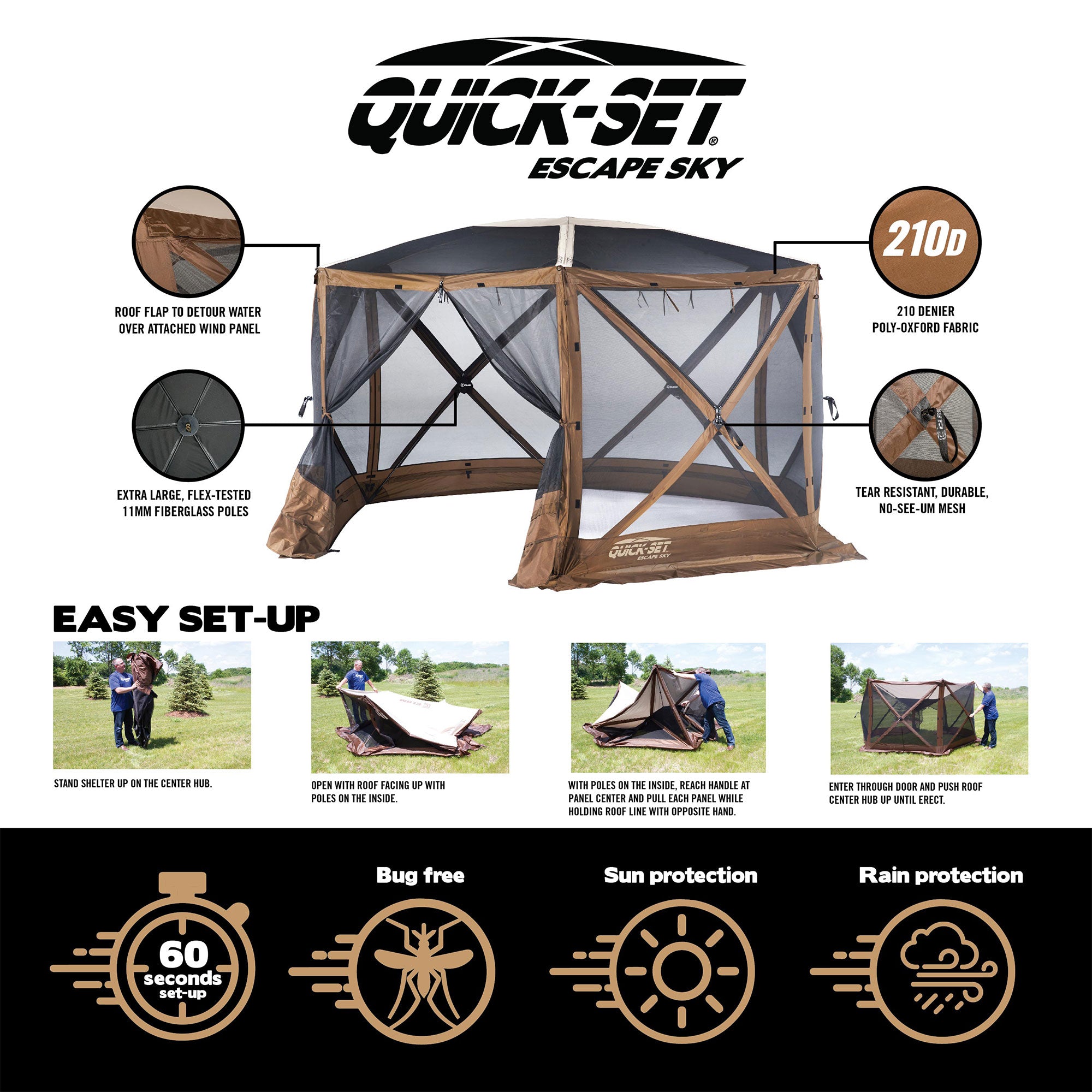 Clam Quick Set Escape Sky Camper Portable Gazebo Canopy Shelter (Open Box) - VMInnovations