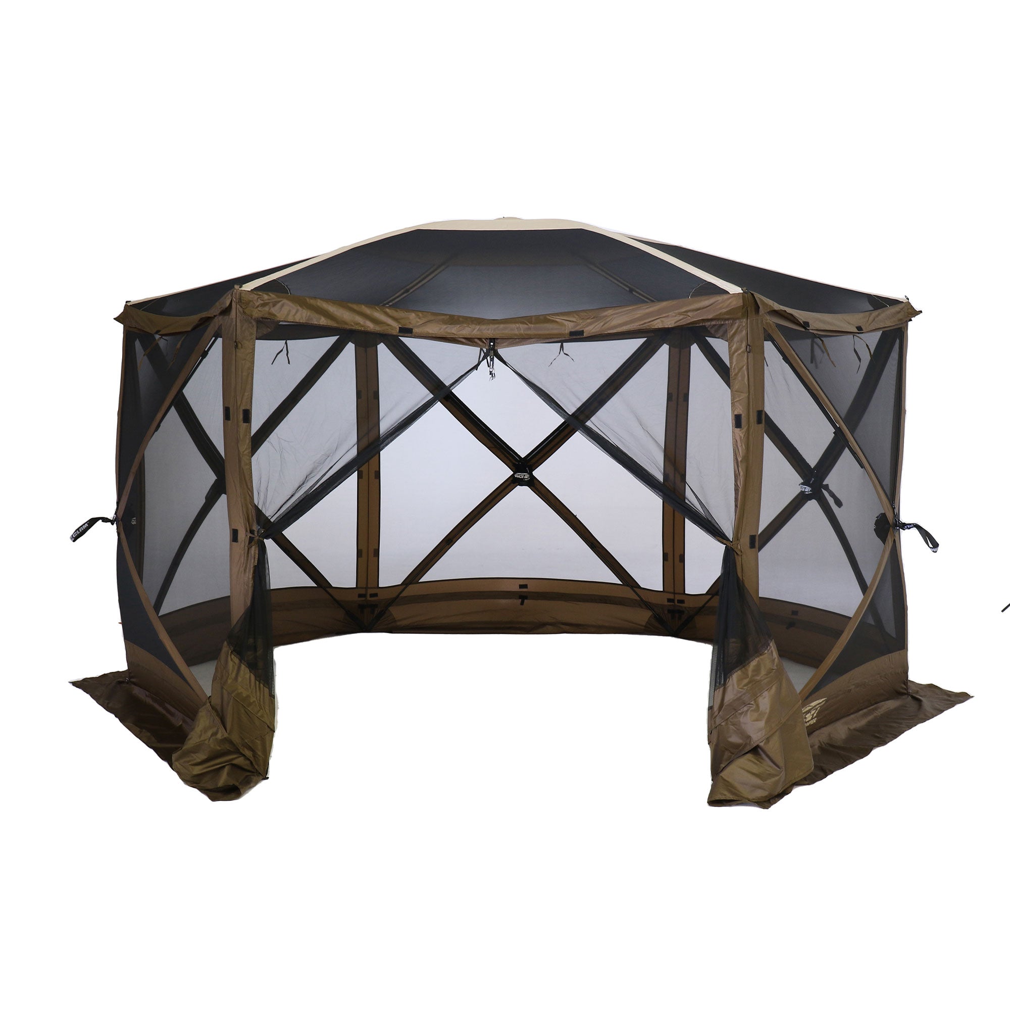 Clam Quick Set Escape Sky Camper Gazebo Canopy Shelter w/ Floor, Brown (Used) - VMInnovations