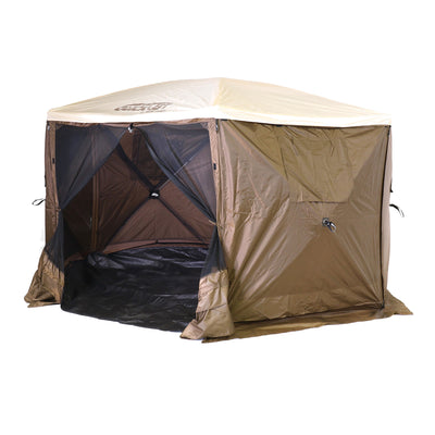 Clam Quick Set Escape Sky Camper Gazebo Canopy Shelter w/ Floor, Brown (Used)