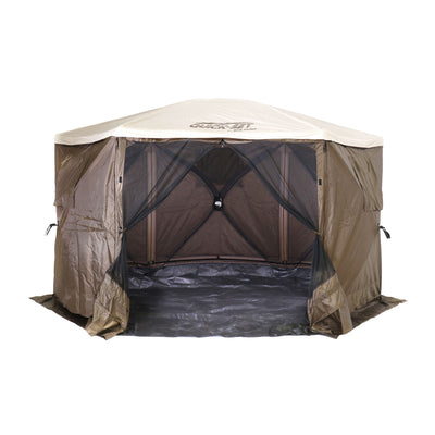 Clam Quick Set Escape Sky Camper Gazebo Canopy Shelter w/ Floor, Brown (Used)