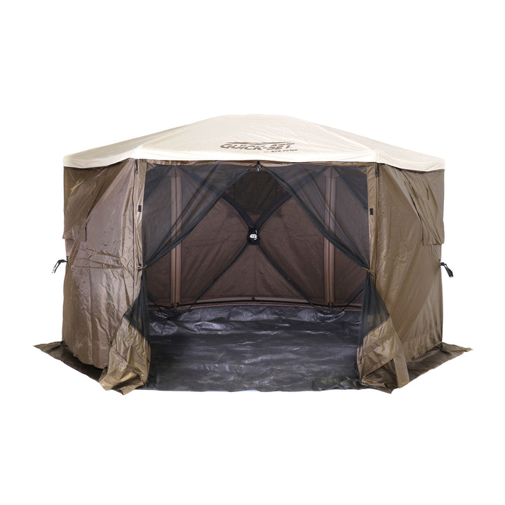 Clam Quick Set Escape Sky Camper Gazebo Canopy Shelter w/ Floor, Brown (Used)