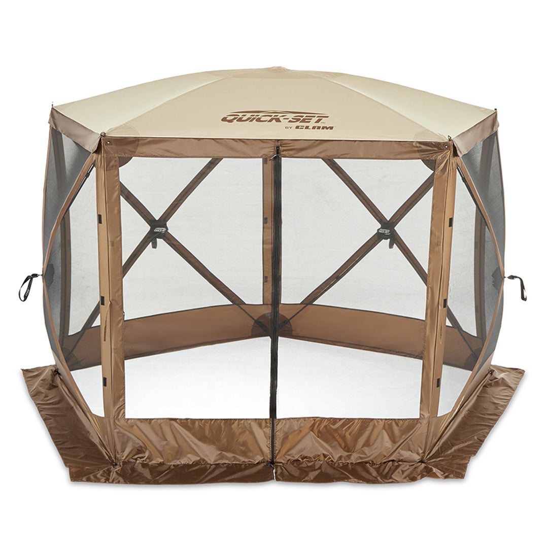 CLAM QuickSet Venture Portable Camping Gazebo Canopy Shelter, Brown (Open Box)