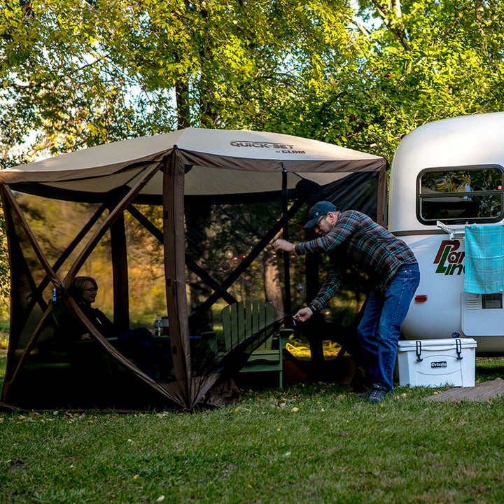 Clam QuickSet Venture Gazebo Canopy Shelter with Carrying Bag, Brown (For Parts)