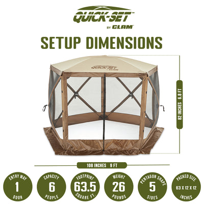 CLAM Quick-Set Venture Portable Camping Gazebo Canopy Shelter, Brown (Used) - VMInnovations