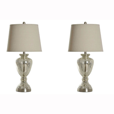 Abode 84 30" Transitional Silver Brushed Mercury Glass Table Lamp (2 Pack)