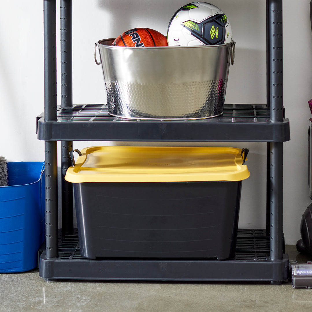 Life Story 55 Quart Plastic Stackable Storage Unit Bin, Black & Yellow (6 Pack)