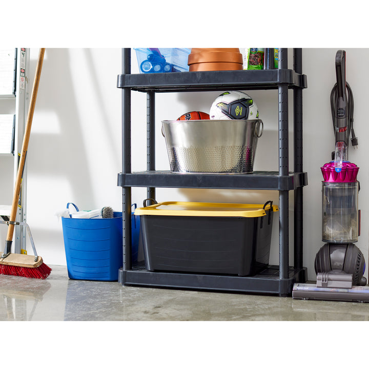 Life Story 55 Quart Plastic Stackable Storage Unit Bin, Black & Yellow (6 Pack)