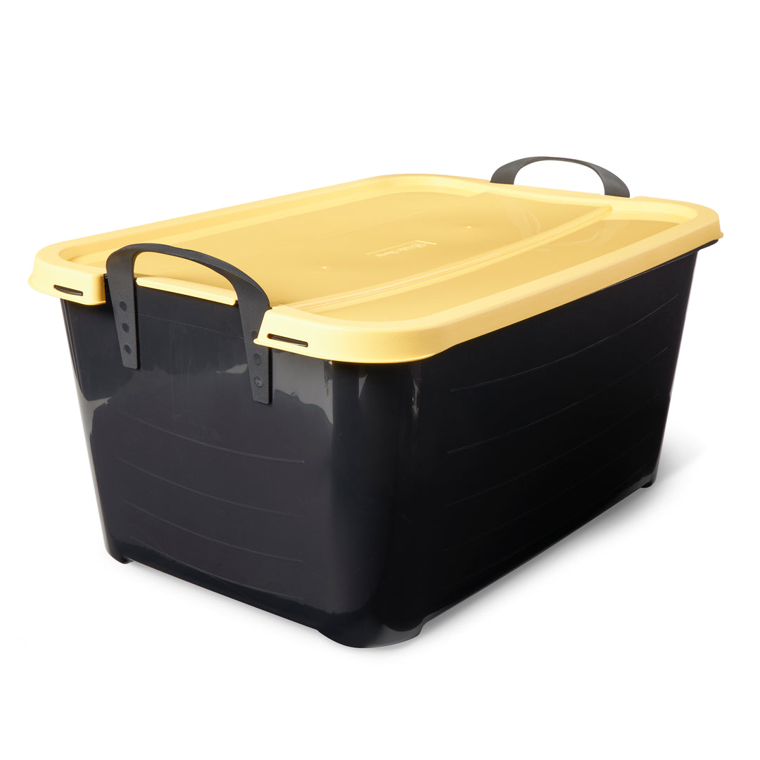 Life Story 55 Quart Plastic Stackable Bin Container, Black & Yellow (12 Pack)