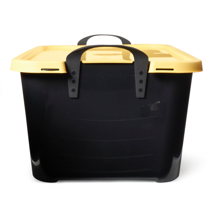Life Story 55 Quart Plastic Stackable Storage Unit Bin, Black & Yellow (6 Pack)