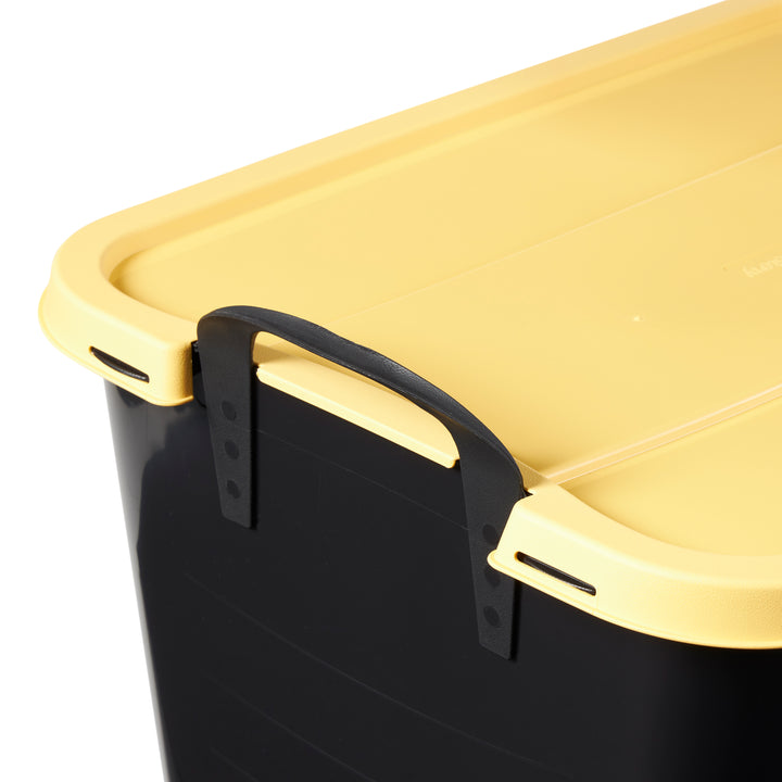 Life Story 55 Quart Plastic Stackable Storage Unit Bin, Black & Yellow (6 Pack)
