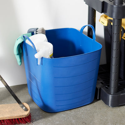 Life Story 25 Liter 6.6 Gallon Durable Plastic Storage Tote with Handles, Blue (Open Box)