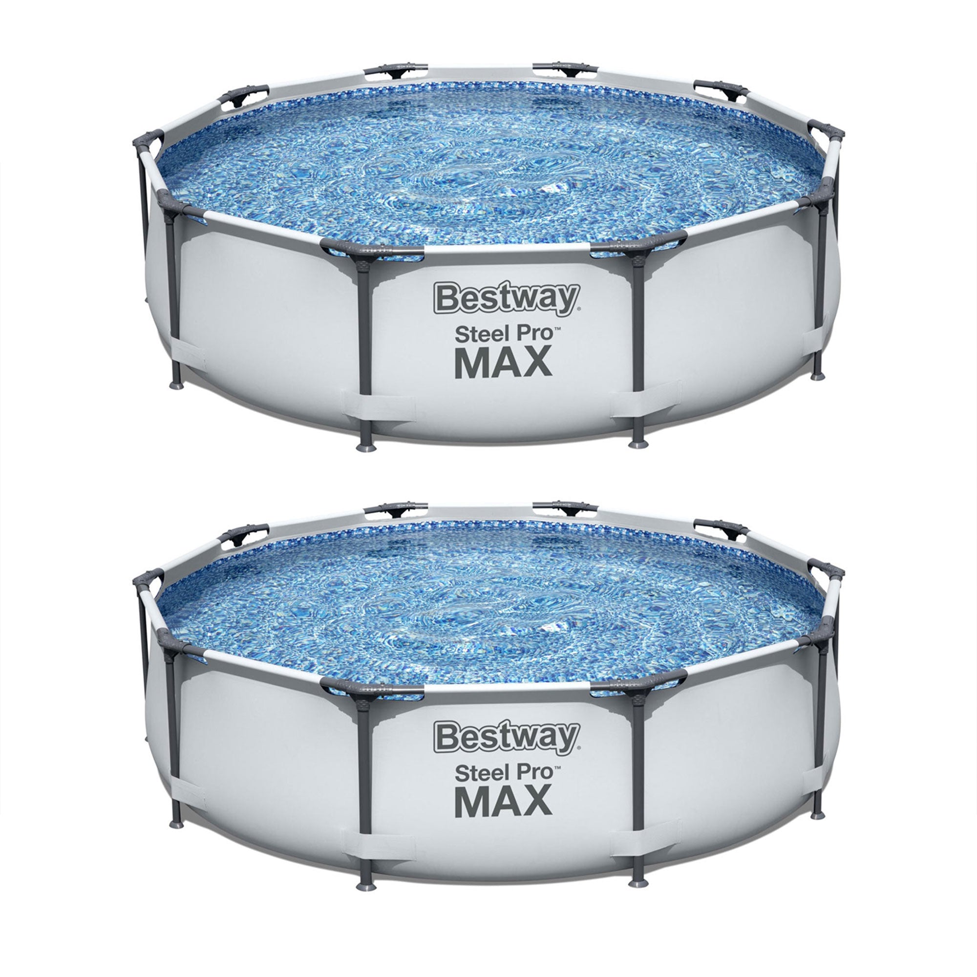 Bestway Steel Pro MAX 10'x30" Round Above Ground Outdoor Pool with Pump, 2 Pack - VMInnovations