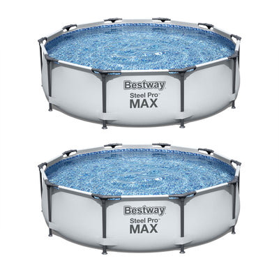 Bestway Steel Pro MAX 10'x30" Round Above Ground Outdoor Pool with Pump, 2 Pack - VMInnovations
