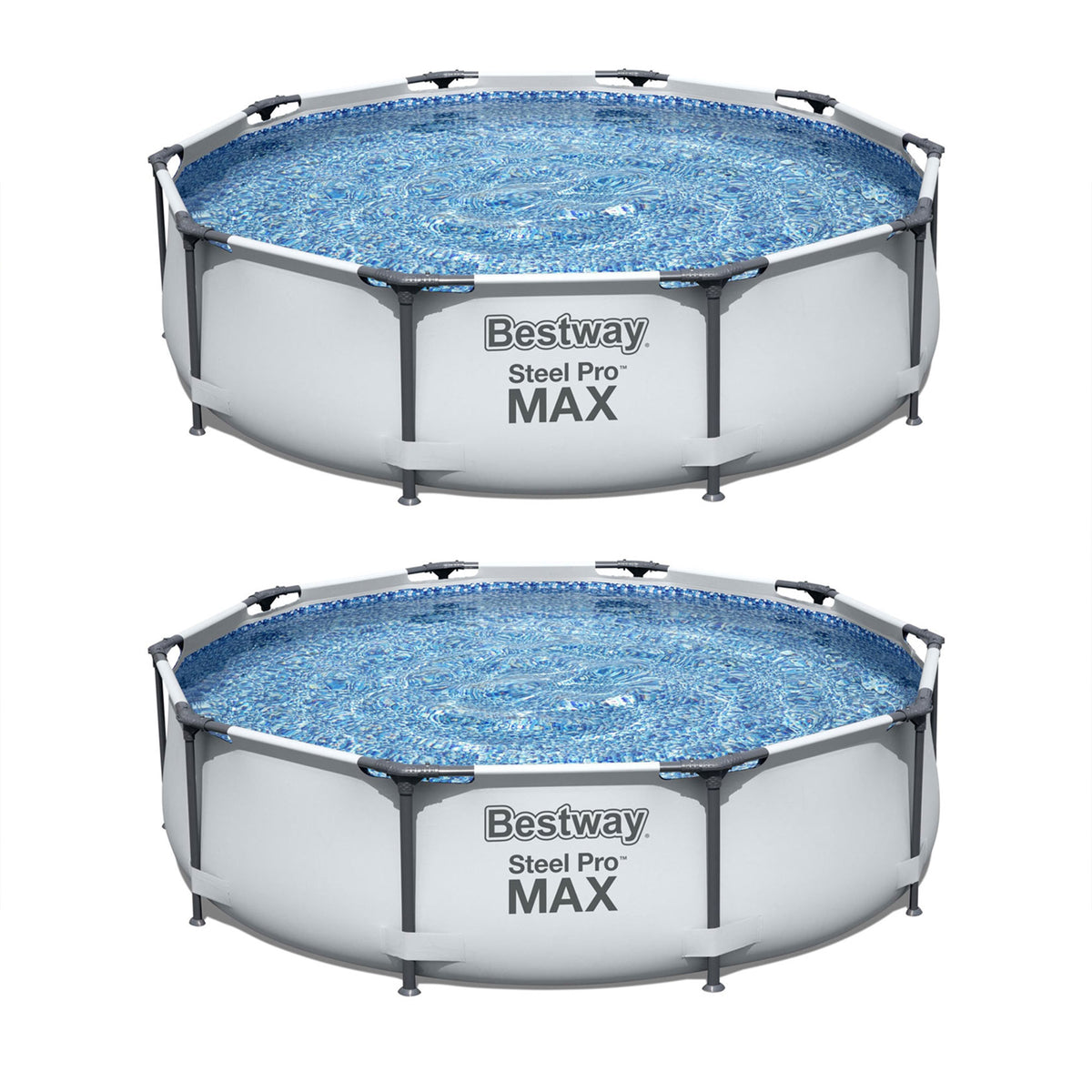 Bestway Steel Pro MAX 10'x30" Round Above Ground Outdoor Pool with Pump, 2 Pack