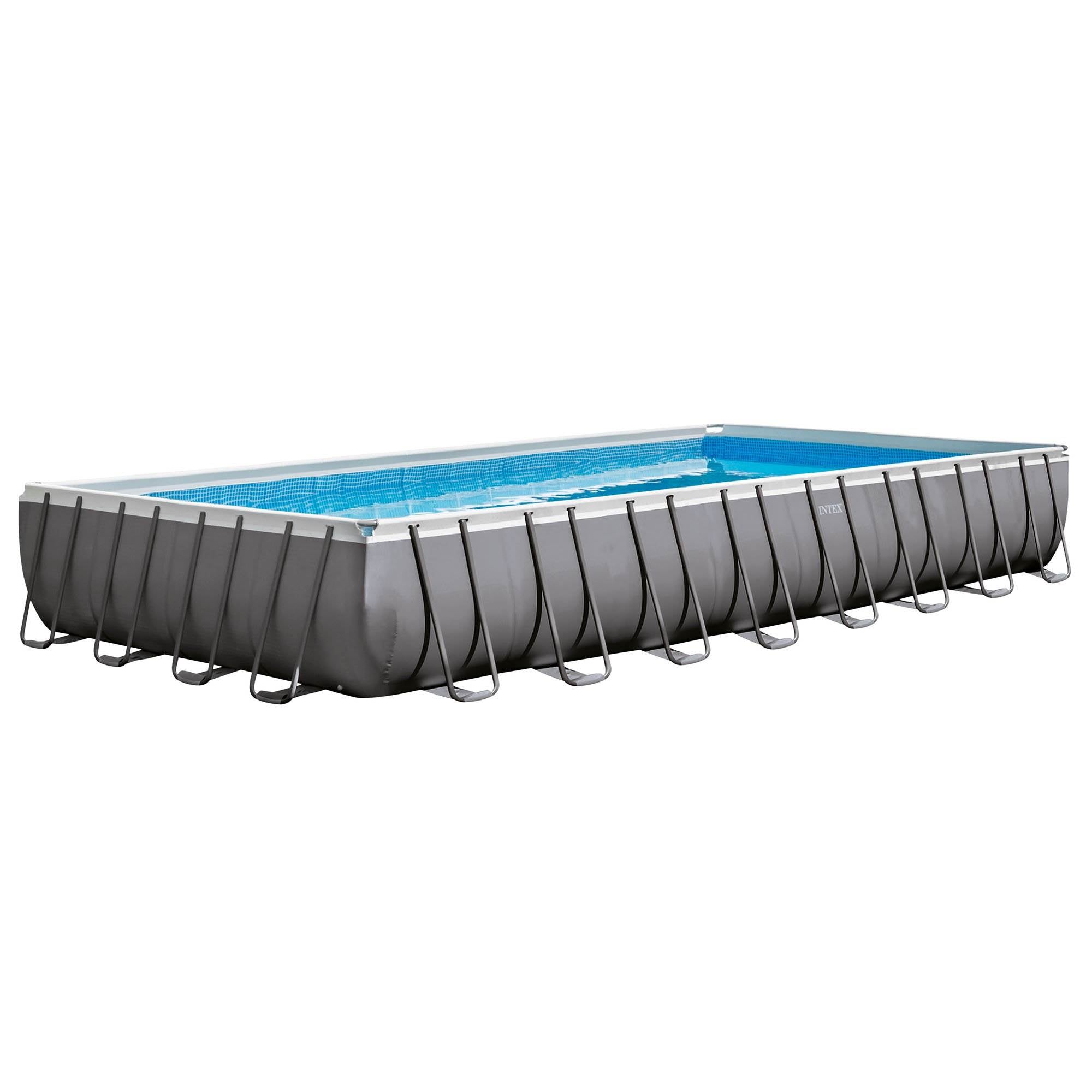 Intex 32 x 16 x 4.3 Foot Ultra Frame Rectangle Swimming Pool Set & Pump (2 Pack)