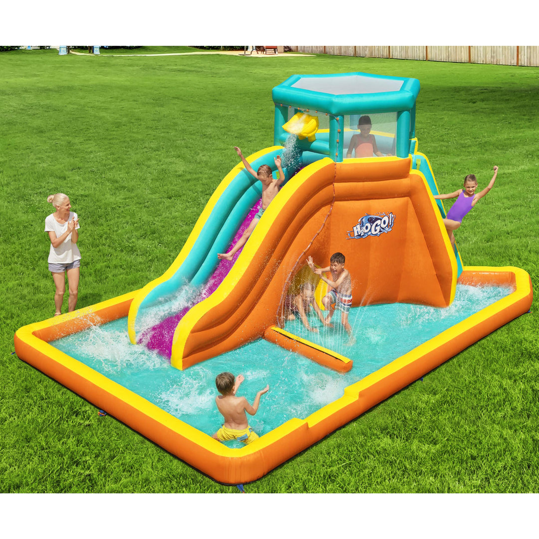 Bestway H2OGO! Tidal Tower Slide Yard Inflatable Mega Water Park with Air Blower