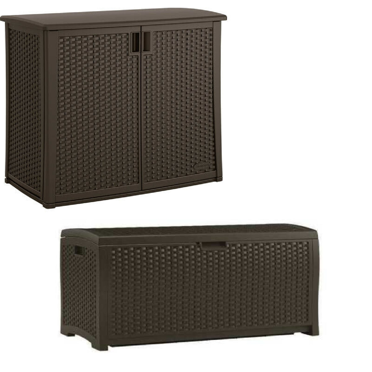 Suncast  97 Gal Backyard Storage Entertaining Station & 73 Gal Outdoor Deck Box