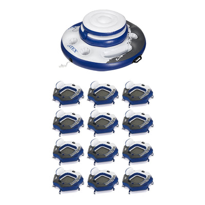 Inflatable Floating Cooler Bundled with 1 Person Lounger Floating Tube (12 Pack)