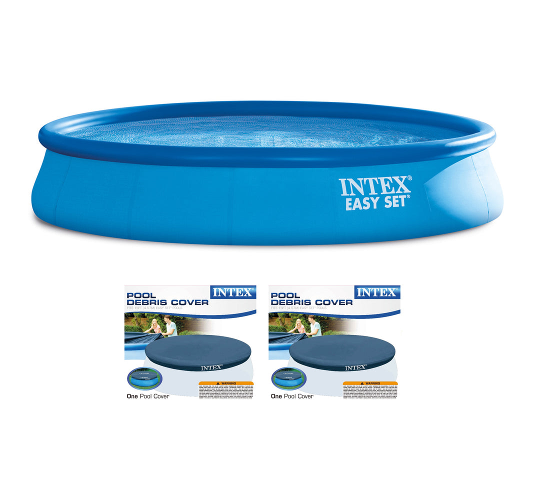 Intex 15’x33” Inflatable Swimming Pool w/ Filter Pump & 15’ Pool Cover (2 Pack)