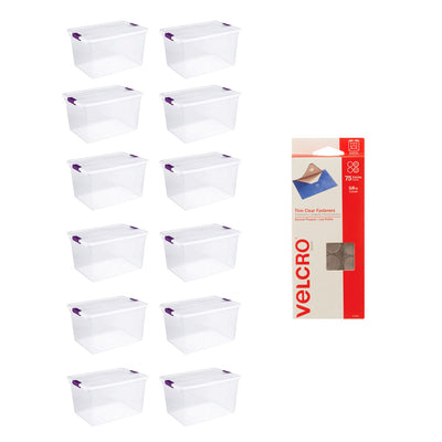 Sterilite 66 Qt Plastic Storage Container Tote (12 Pack) + Fasteners