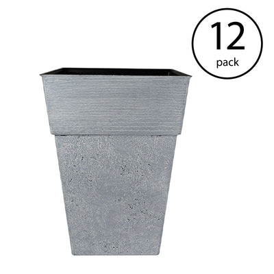 The HC Companies Avino 16" Square Resin Planter Pot, Oxidized Black (12 Pack)