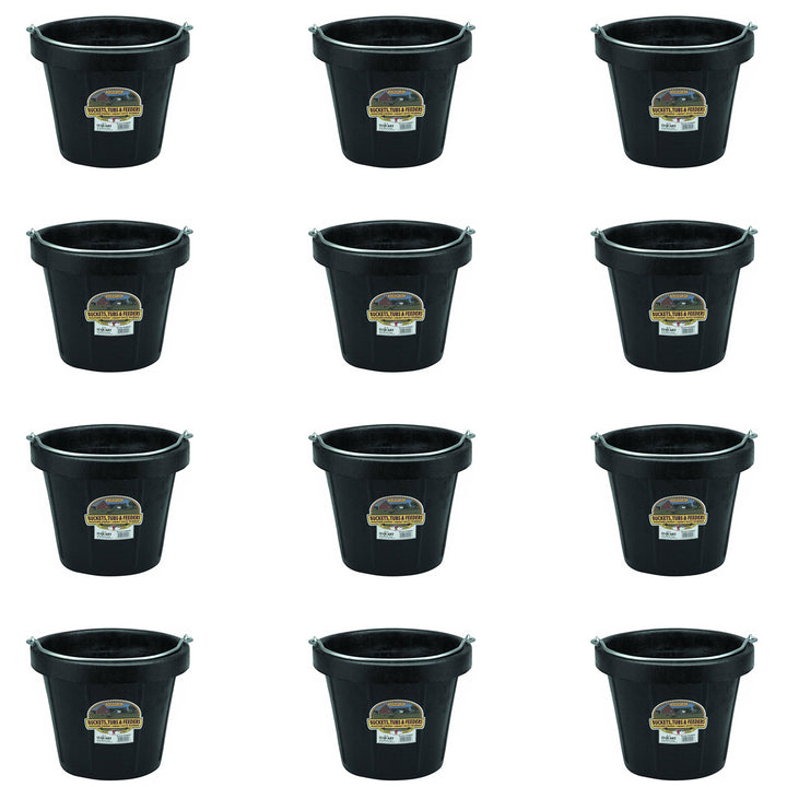 Little Giant 12 qt Flexible All-Purpose Rubber Bucket w/ Steel Handle (12 Pack)