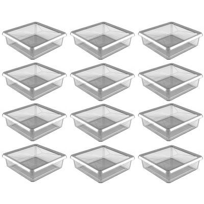 Ezy Storage Karton Small 6.3 Qt Plastic Storage Container Box with Lid (12 Pack)