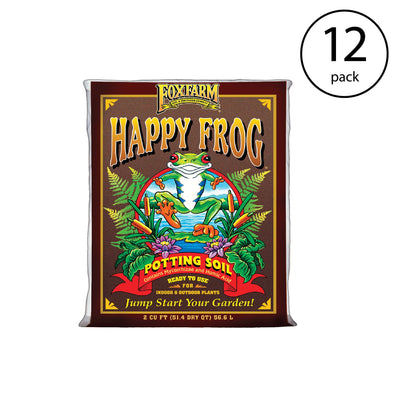Foxfarm pH Adjusted Happy Frog Potting Soil Mix 2 Cubic Feet Bag (12 Pack)