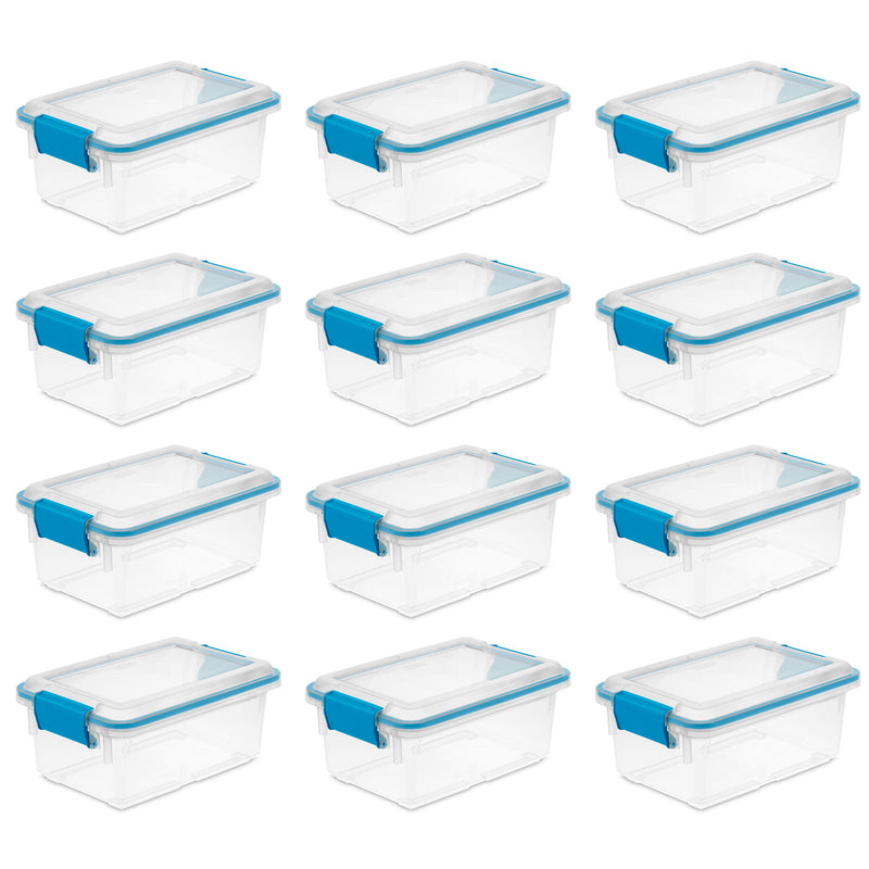Sterilite 7.5 Quart Clear Plastic Storage Box & Lid w/ Blue Latches (12 Pack) - VMInnovations