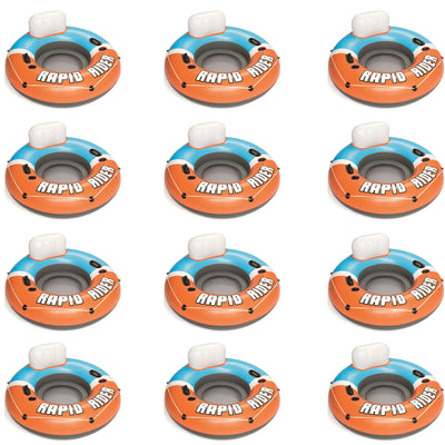 Bestway CoolerZ Rapid Rider Inflatable Blow Up Pool Chair Tube, Orange (12 Pack)