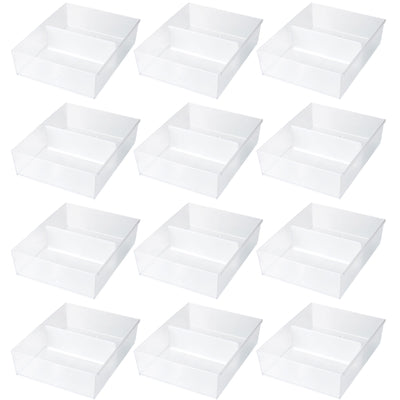 Like-It Dresser Drawer Closet Storage Shirt Organizer Divider, Clear (12 Pack)