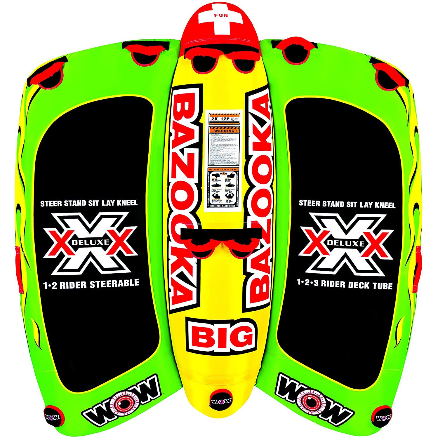 WOW Watersports Big Bazooka Steerable 1 to 4 Person Towable Tube (Open Box) - VMInnovations