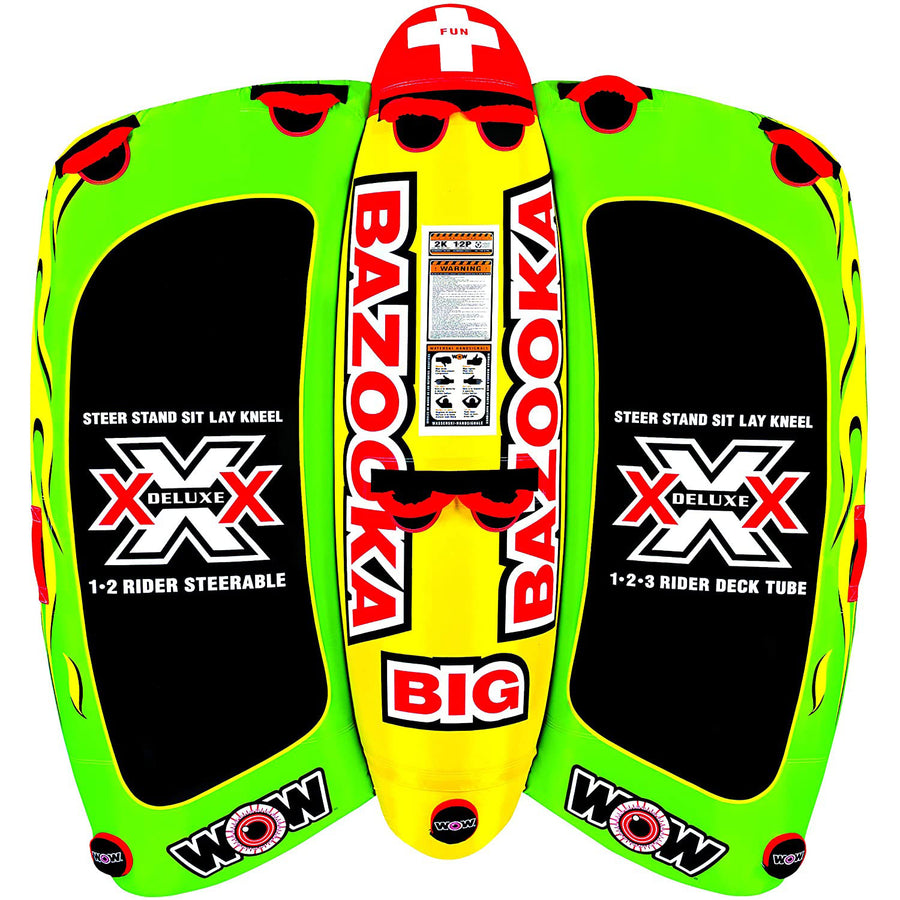 WOW Watersports Big Bazooka Steerable 1 to 4 Person Towable Tube (Open Box) - VMInnovations